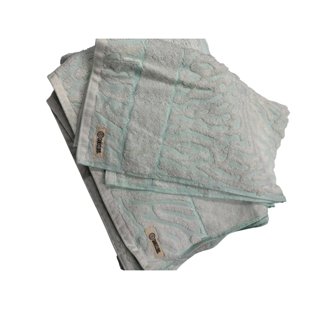 Sand Cloud Mint Green Coral Reef Organic Cotton Bath Towel Set 2 Piece Turkey